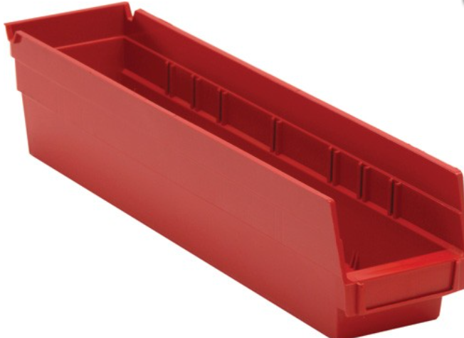 Quantum Medical Economy 17 7/8" x 4 1/8" x 4" Shelf Bin, Red, 20/ctn