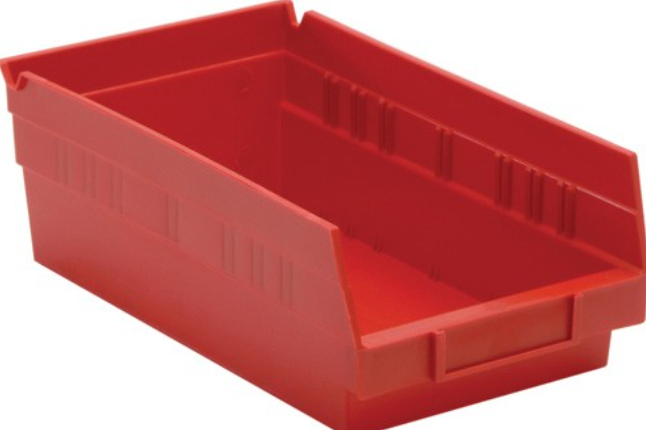 Quantum Medical Economy 11 5/8" x 6 5/8" x 4" Shelf Bin, Red, 30/ctn