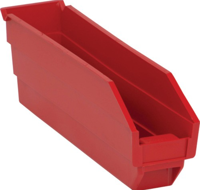 Quantum Medical Economy 11 5/8" x 2.75" x 4" Shelf Bin, Red, 36/ctn