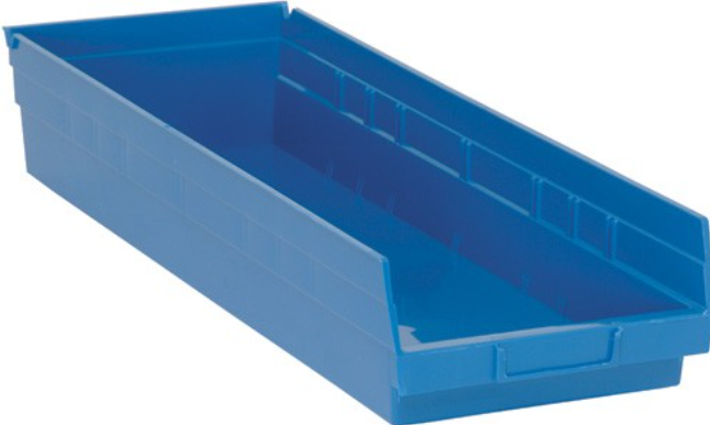 Quantum Medical Economy 23 5/8" x 8 3/8" x 4" Shelf Bin, Blue, 6/ctn