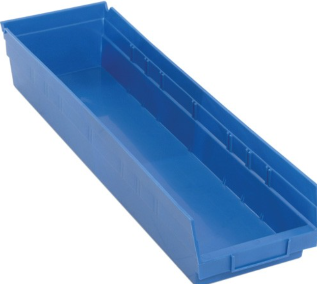 Quantum Medical Economy 23-5/8" x 6-5/8" x 4" Shelf Bin, Blue, 8/ctn