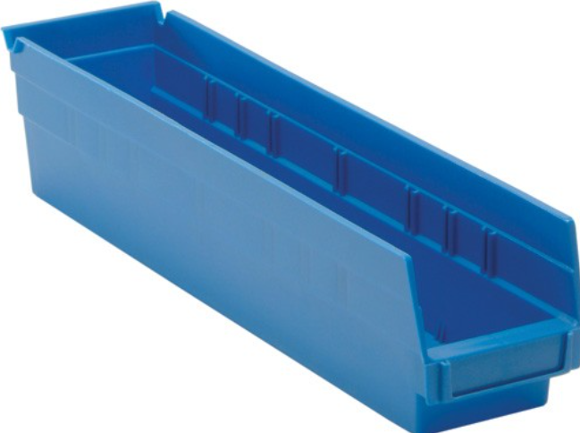 Quantum Medical Economy 17 7/8" x 4 1/8" x 4" Shelf Bin, Blue, 20/ctn