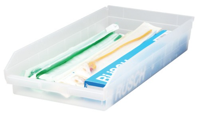Quantum Medical Economy 23-5/8" x 11-1/8" x 4" Shelf Bin, Clear, 6/ctn