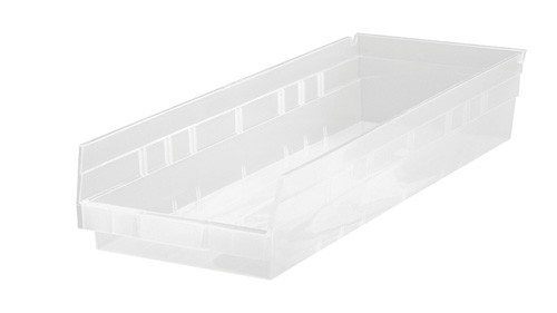 Quantum Medical Economy 23-5/8" x 8-3/8" x 4" Shelf Bin, Clear, 6/ctn