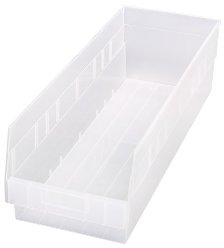 Quantum Medical Store-More 23-5/8" x 8-3/8" x 6" Shelf Bin, Clear, 6/ctn