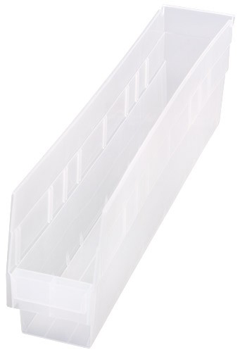 Quantum Medical Store-More 23-5/8" x 4-3/8" x 6" Shelf Bin, Clear, 16/ctn