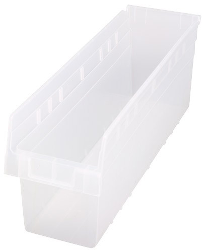 Quantum Medical Store-More 23-5/8" x 6-5/8" x 8" Shelf Bin, Clear, 8/ctn