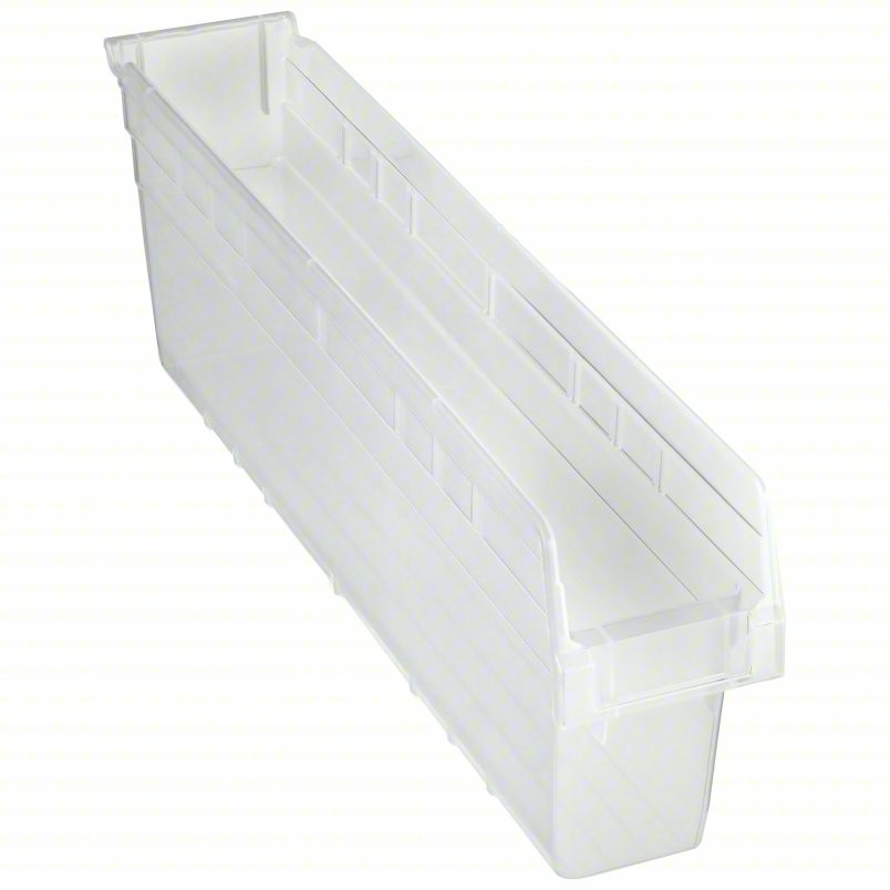 Quantum Medical Store-More Shelf Bin, 23 5/8" x 4 1/8" x 8", Clear, 16/ctn