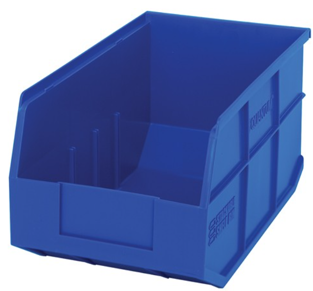 Quantum Stackable Shelf Bin, 14" x 8.25" x 7", Blue, 12/ctn