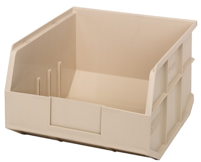 Quantum Stackable Shelf Bin, 12" x 11" x 7", Ivory, 6/ctn