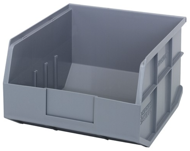 Quantum Stackable Shelf Bin, 12" x 11" x 7", Gray, 6/ctn