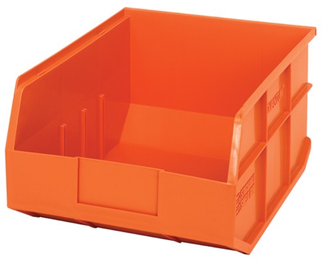 Quantum Stackable Shelf Bin, 14" x 11" x 7", Orange, 6/ctn