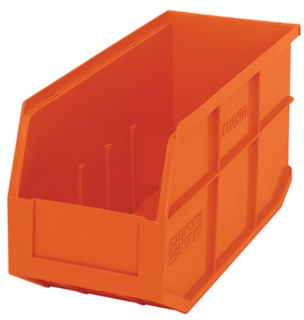 Quantum Stackable Shelf Bin, 14" x 6" x 7", Orange, 6/ctn