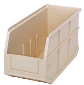 Quantum Stackable Shelf Bin, 14" x 6" x 7", Ivory, 6/ctn