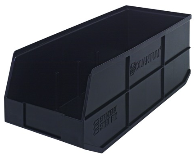 Quantum Stackable Shelf Bin, 20.5" x 8.25" x 7", Black, 6/ctn