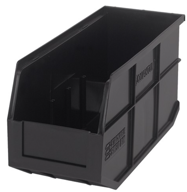 Quantum Stackable Shelf Bin, 14" x 6" x 7", Black, 6/ctn