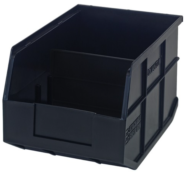 Quantum Stackable Shelf Bin, 12" x 8.25" x 7", Black, 6/ctn