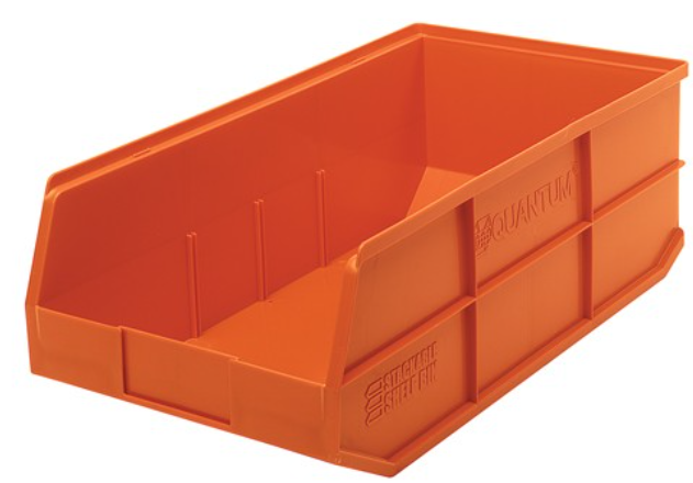 Quantum Stackable Shelf Bin, 20.5" x 11" x 7", Orange, 6/ctn