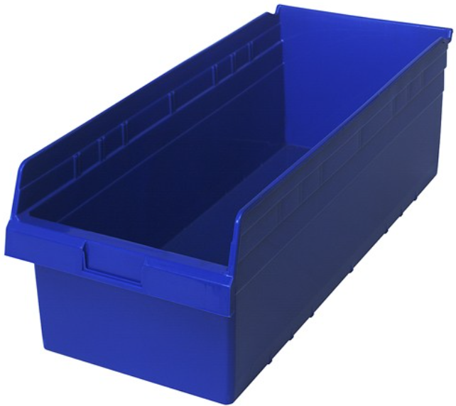 Quantum Shelf Bin, 23 5/8" x 11 1/8" x 8", Blue, 6/ctn