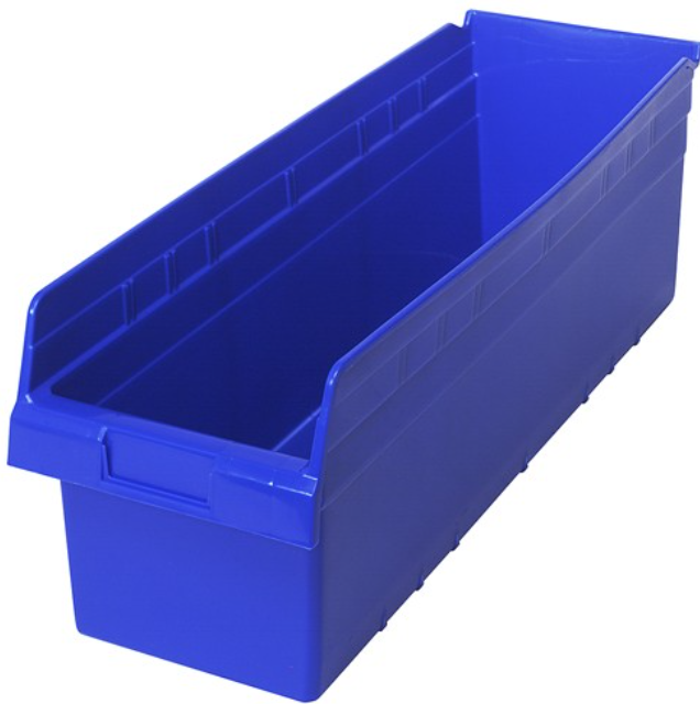 Quantum Shelf Bin, 23 5/8" x 6 5/8" x 8", Blue, 8/ctn