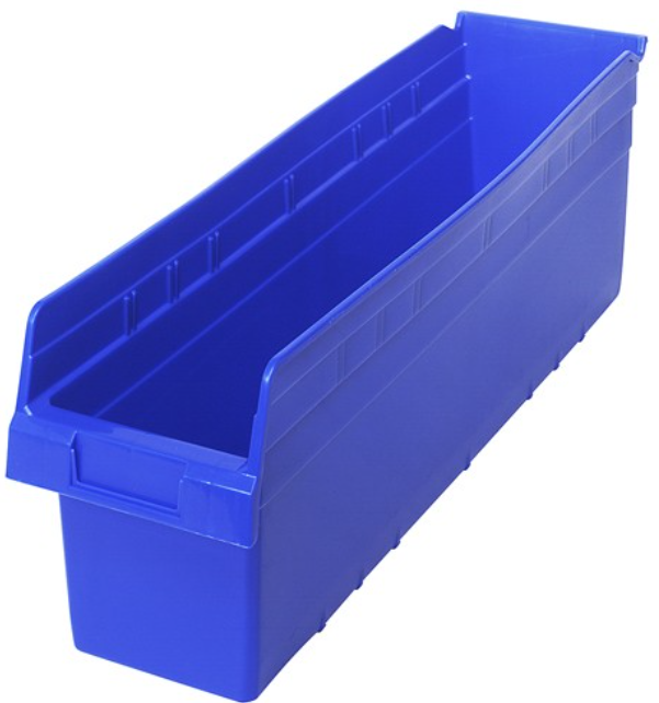 Quantum Shelf Bin, 23 5/8" x 6 5/8" x 8", Blue, 8/ctn