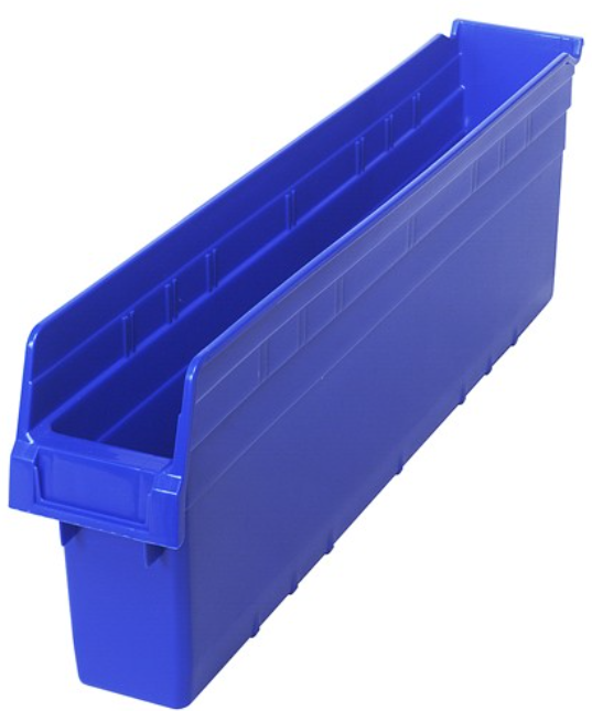 Quantum Shelf Bin, 23 5/8" x 4 3/8" x 8", Blue, 16/ctn