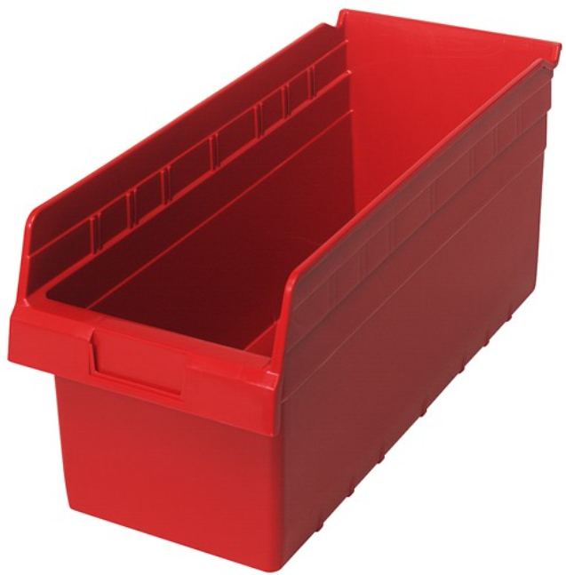 Quantum Shelf Bin, 17 7/8" x 8 3/8" x 8", Red, 10/ctn