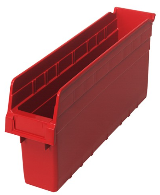 Quantum Shelf Bin, 17 7/8" x 4 3/8" x 8", Red, 20/ctn
