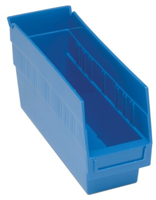 Quantum Medical Store-More 11-5/8" x 4-1/8" x 6" Shelf Bin, Blue, 36/ctn