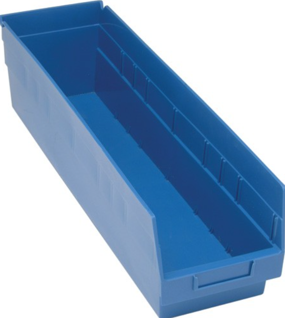 Quantum Shelf Bin, 23 5/8" x 6 5/8" x 6", Blue, 8/ctn