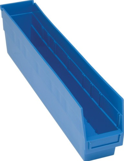 Quantum Shelf Bin, 23 5/8" x 4 1/8" x 6", Blue, 16/ctn