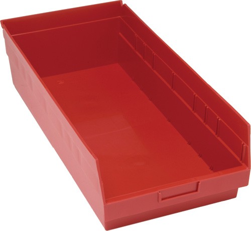 Quantum Medical Store-More 23 5/8" x 11 1/8" x 6" Shelf Bin, Red, 6/ctn