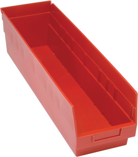 Quantum Medical Store-More 23 5/8" x 6 5/8" x 6" Shelf Bin, Red, 8/ctn