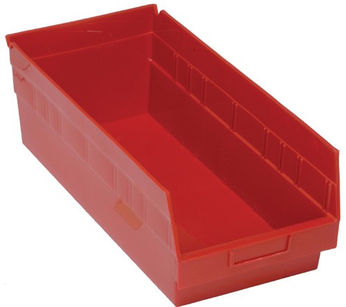 Quantum Medical Store-More 17 7/8" x 8 3/8" x 6" Shelf Bin, Red, 10/ctn