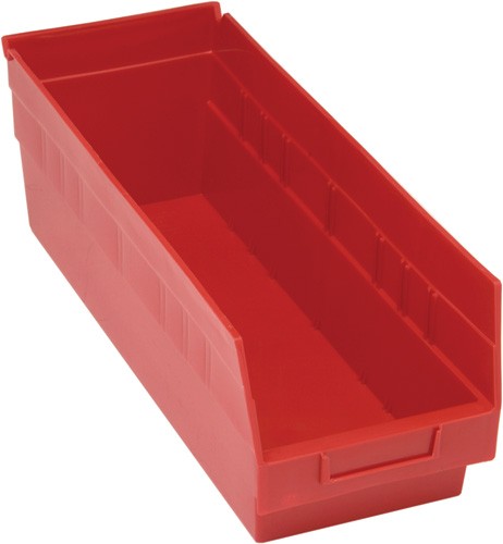 Quantum Medical Store-More 17 7/8" x 6 5/8" x 6" Shelf Bin, Red, 20/ctn
