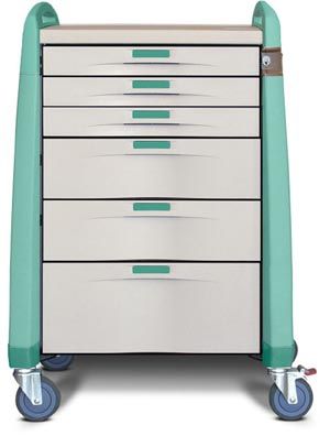 Capsa Avalo Standard Medical Cart w/(1) 3"/(3) 10" Drawers & Core Lock, Extreme Green
