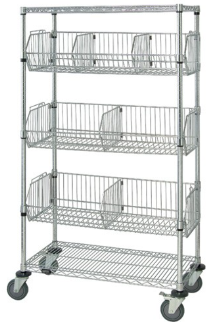Quantum Mobile Wire Basket Units - Chrome, 24"W x 48"L x 69"H