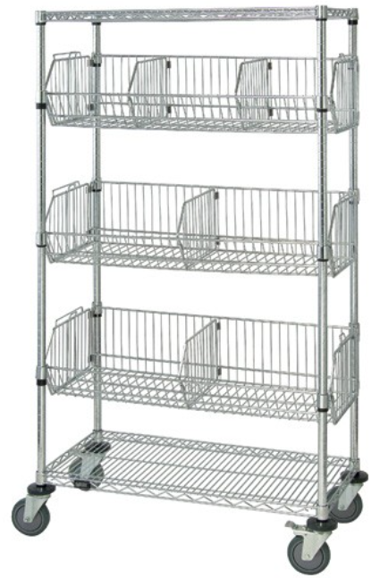 Quantum Mobile Wire Basket Units - Chrome, 24"W x 36"L x 69"H