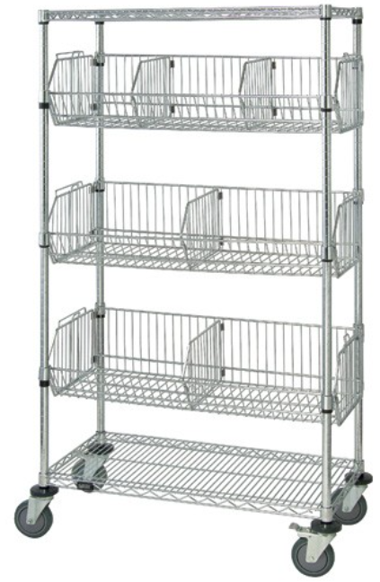 Quantum Mobile Wire Basket Units - Chrome, 18"W x 48"L x 69"H