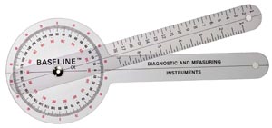 Fabrication Baseline 360° Clear Plastic Goniometer, 12"