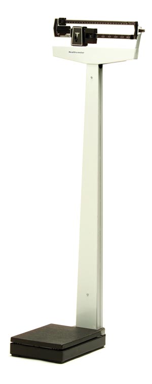 Health O Meter Physician Balance Beam Scale w/ Fixed Poise Bar & Wheels, 390 lb/180 kg Capacity