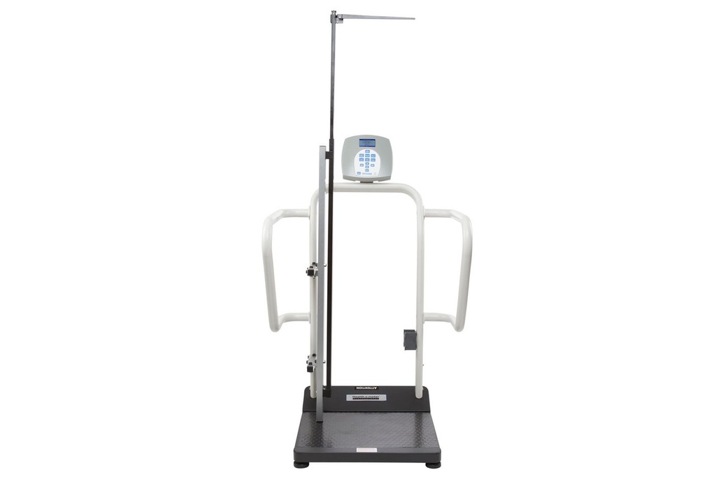 Health O Meter Professional 454 kg Digital Platform Scale Kilograms Only w/ Extra Wide Handrails & Height Rod