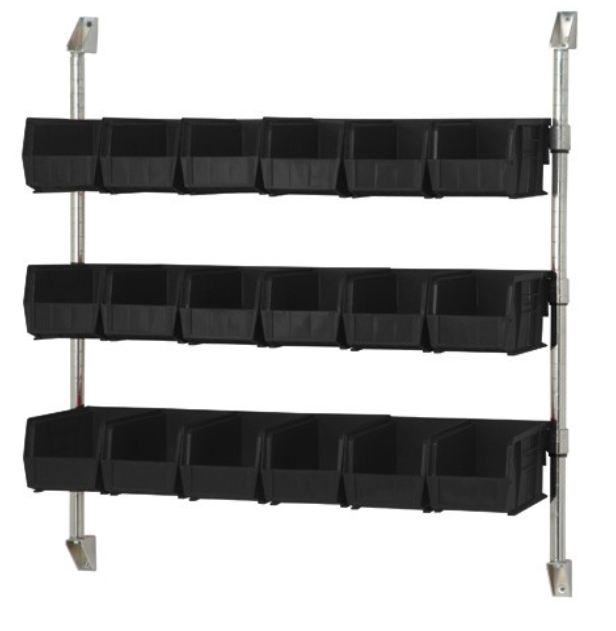 Quantum Wire Cantilever Bin Holder, 36" x 34", Black, with (18) QUS230CL