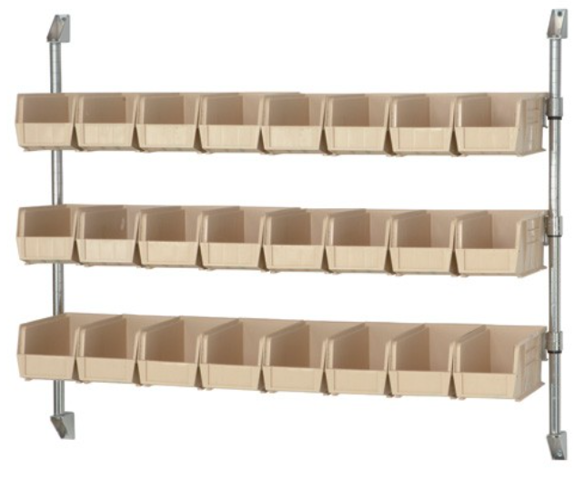 Quantum Wire Cantilever Bin Holder, 48" x 34", Ivory, w/24 bins