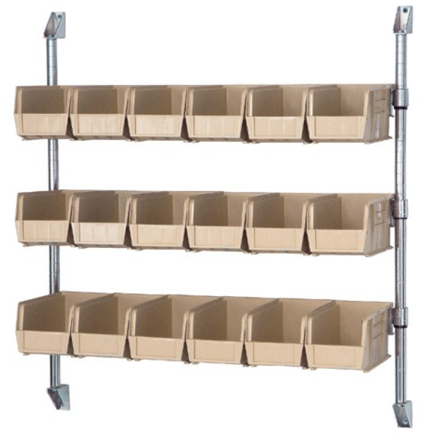 Quantum Wire Cantilever Bin Holder, 36" x 34", Ivory, w/18 Bins
