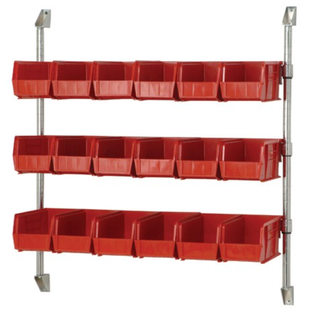 Quantum Wire Cantilever Bin Holder, 36" x 34", Red, w/18 bins