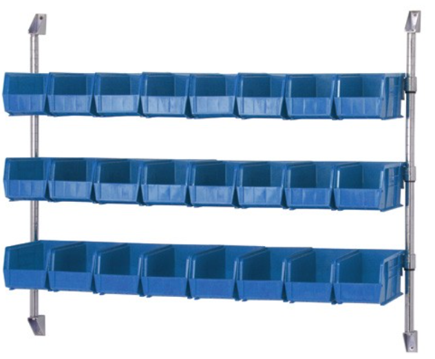 Quantum Wire Cantilever Bin Holder, 48" x 34", Blue, w/24 Bins
