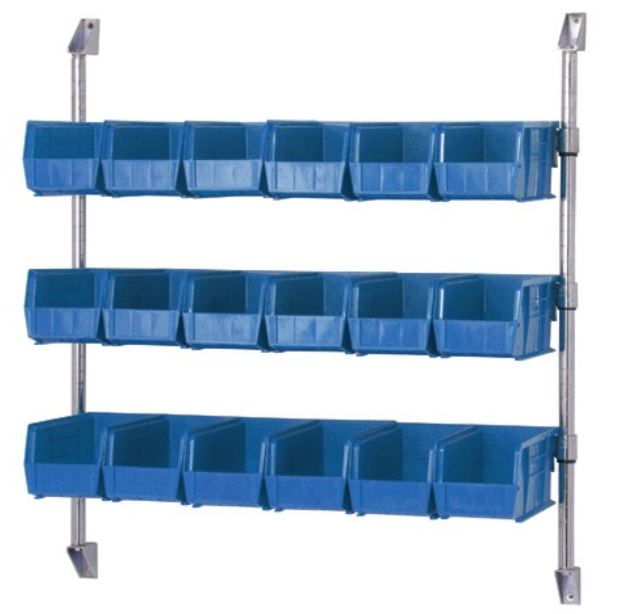 Quantum Wire Cantilever Bin Holder, 36" x 34", Blue, w/18 Bins