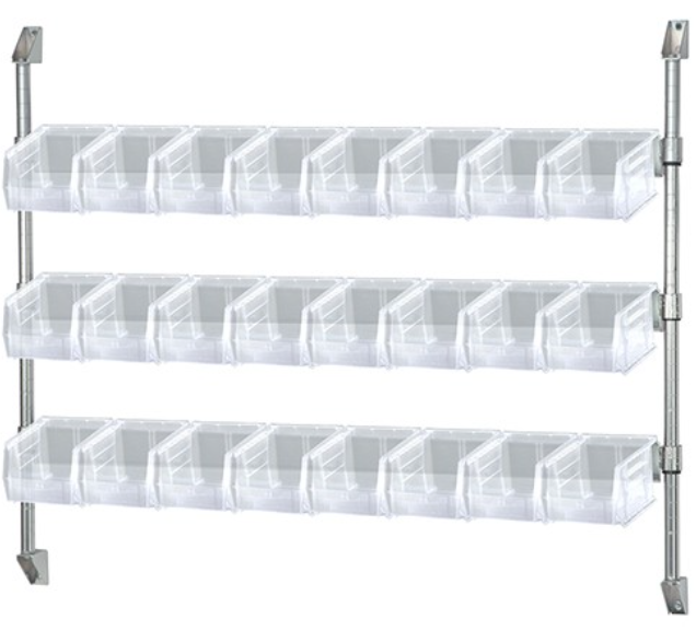 Quantum Wire Cantilever Bin Holder, 48" x 34", Clear, with (24) QUS230CL