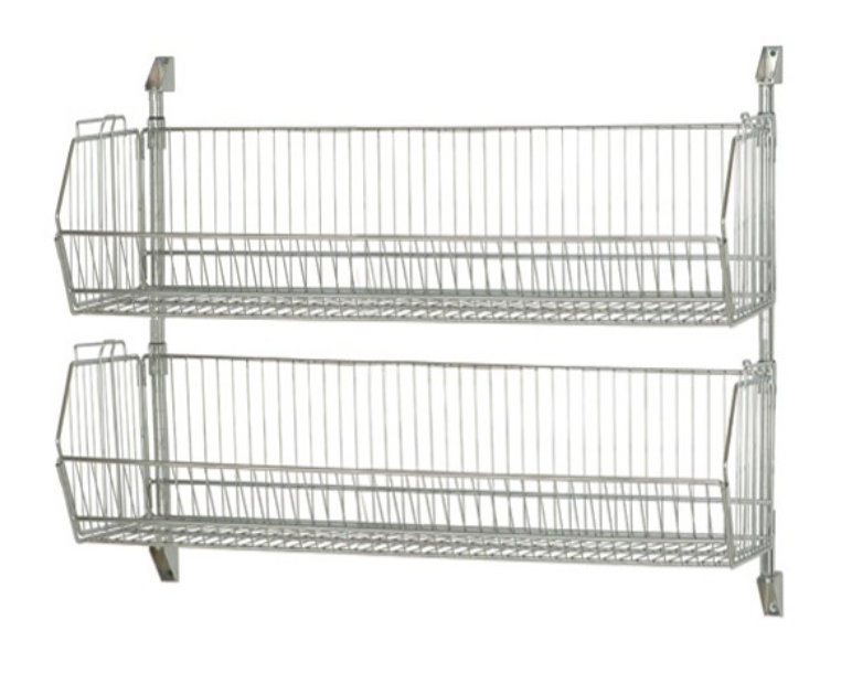 Quantum Post Wall Cantilever, 48" x 34", Chrome, w/2 Baskets